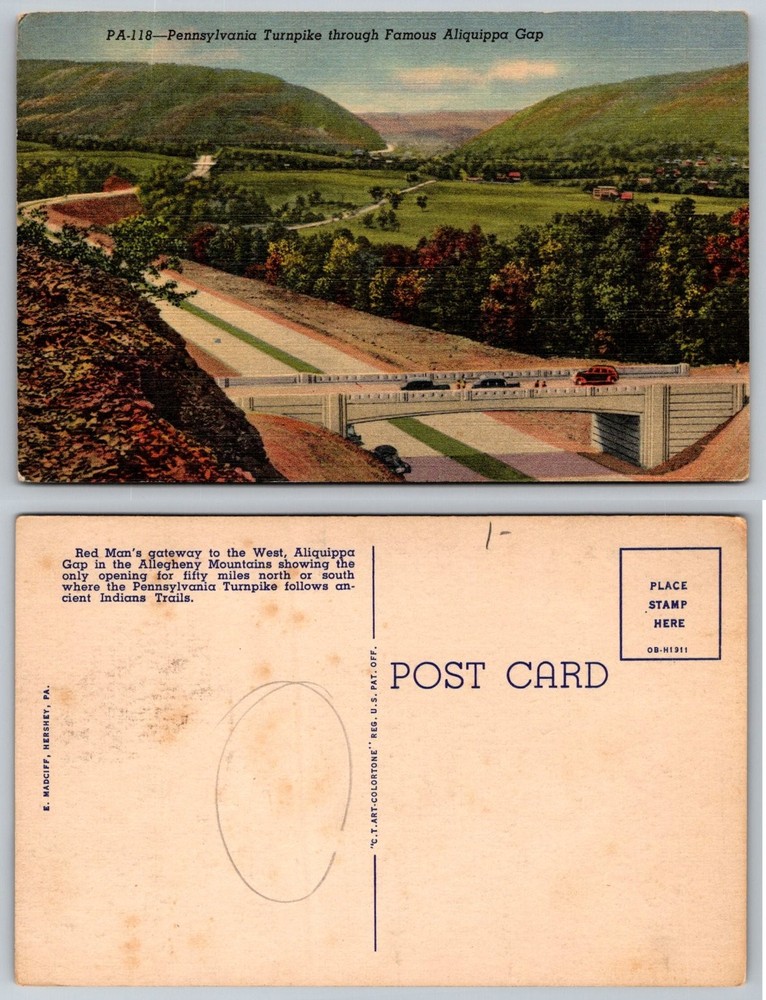 Aliquippa Gap Pennsylvania Turnpike Vintage Postcard Allegheny Mountains PA
