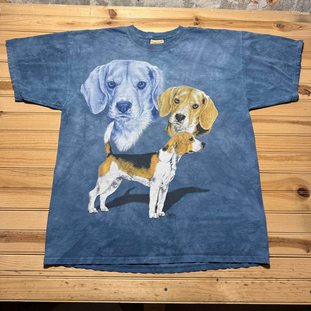 Vintage Y2K 2000 The Mountain Beagle Dog Pets Graphic Tie Dye T-Shirt USA XXL