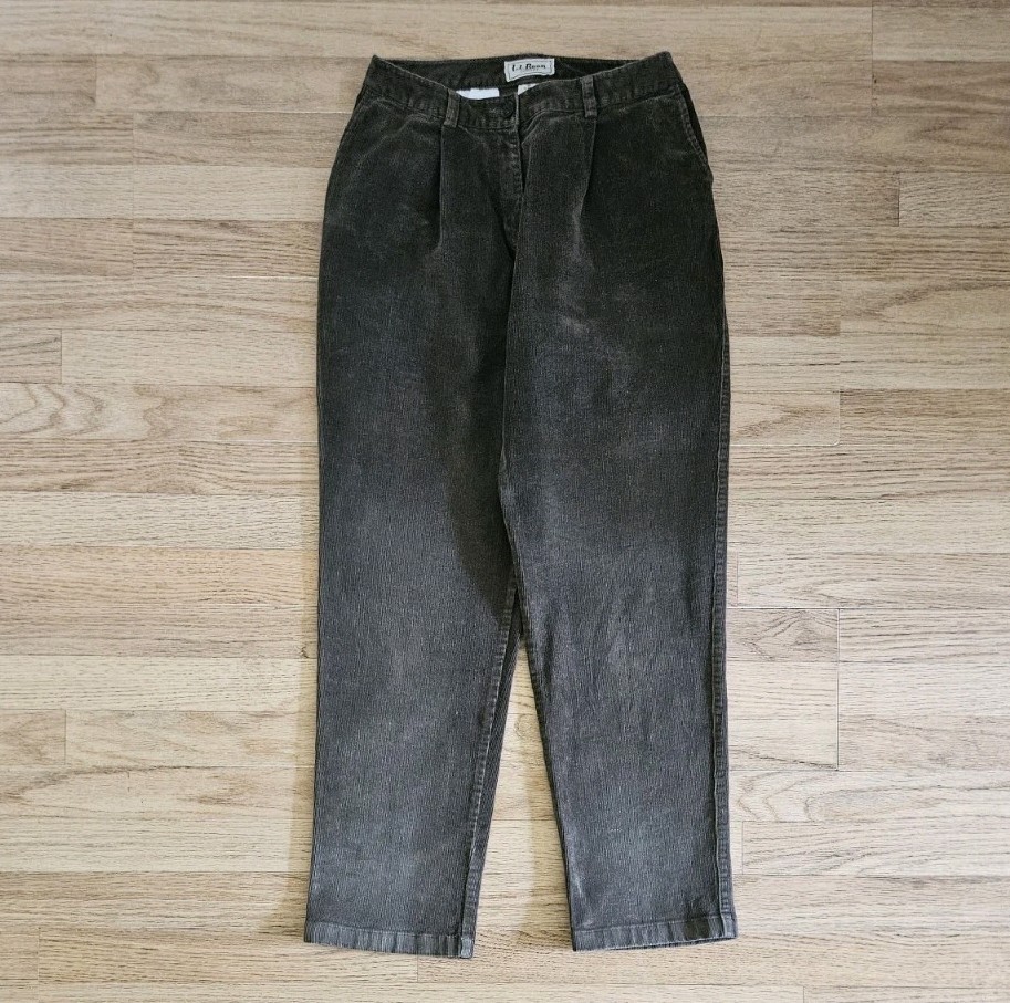 L.L.Bean Mens Green Corduroy Straight Fit Trousers W28 L30