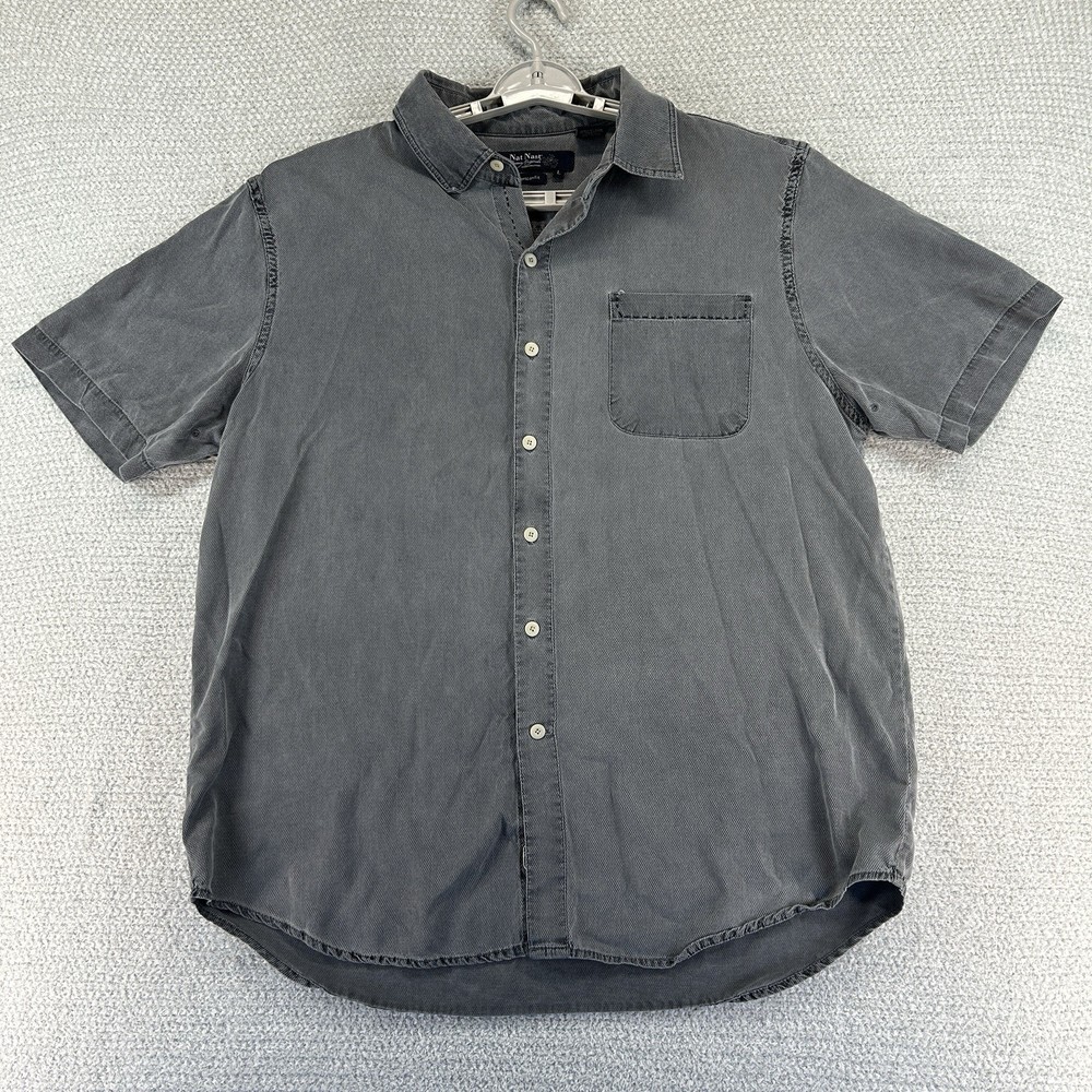 Nat Nast Shirt Mens Large Gray American Fit Silk Blend Button Up Luxury Original