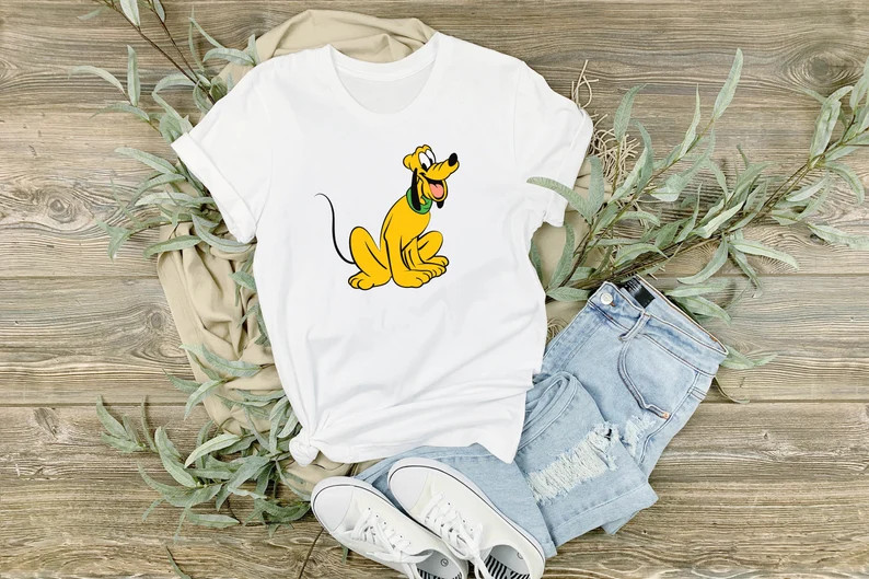 Disney The Chain Gang Pluto The Dog Disneyland White T-Shirt, Gift For Friends