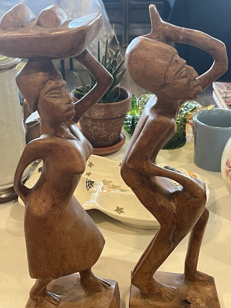 Hand Carved Primitive African Man & Women Sculpture/Statue, Tribal Art