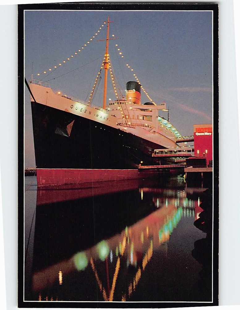 Postcard Queen Mary Long Beach California USA