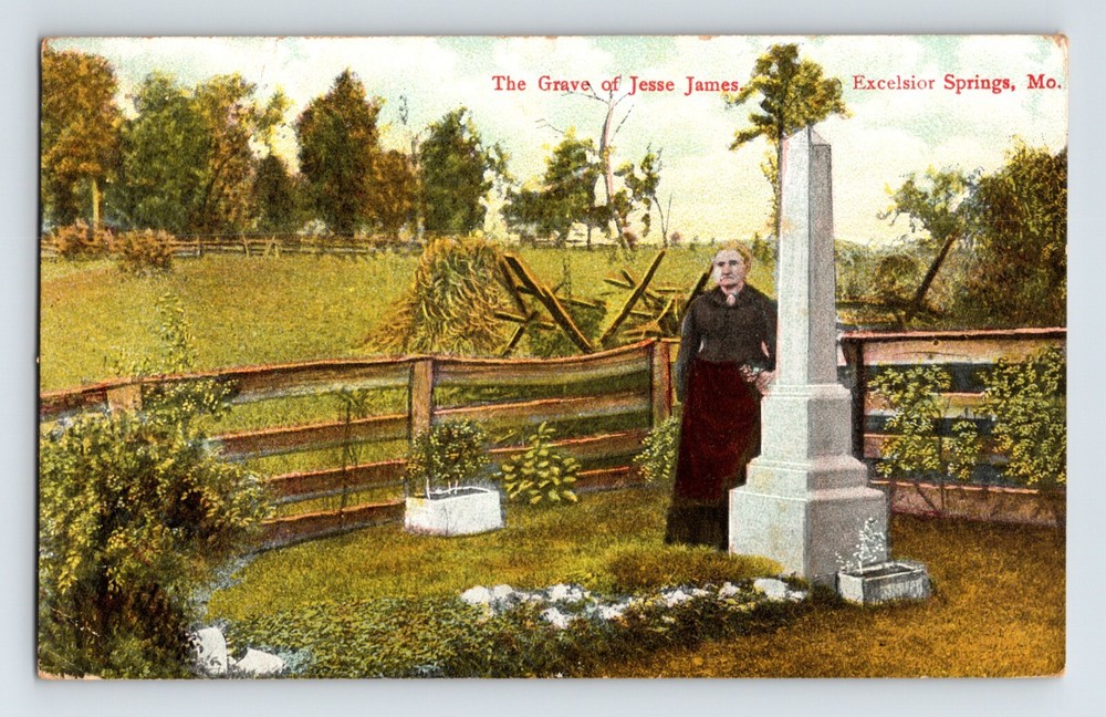 Postcard Missouri Excelsior Springs MO Jesse James Grave 1909 Posted Divided