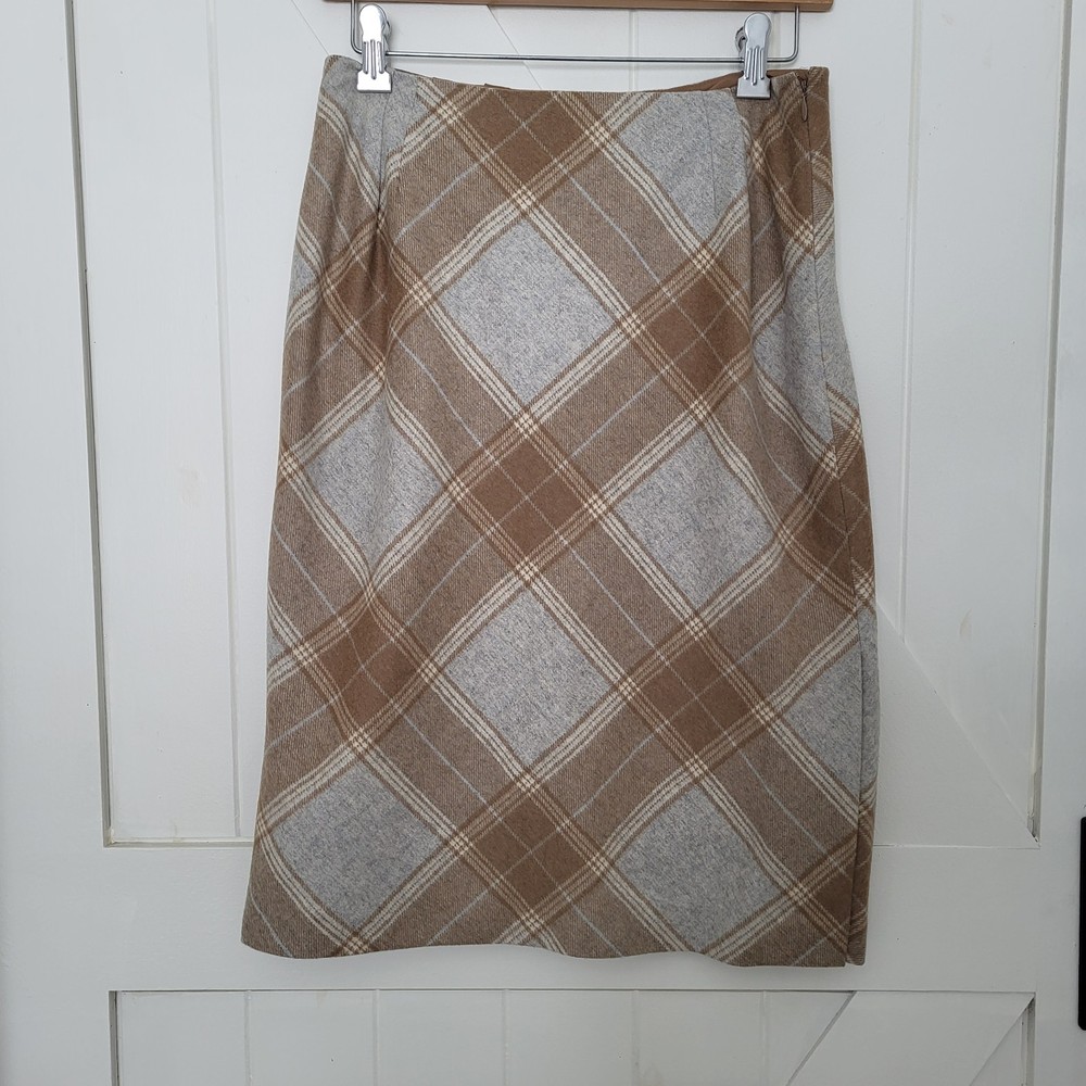 Ann Taylor Wool Blend Plaid Skirt Women's Size 8 Knee Length