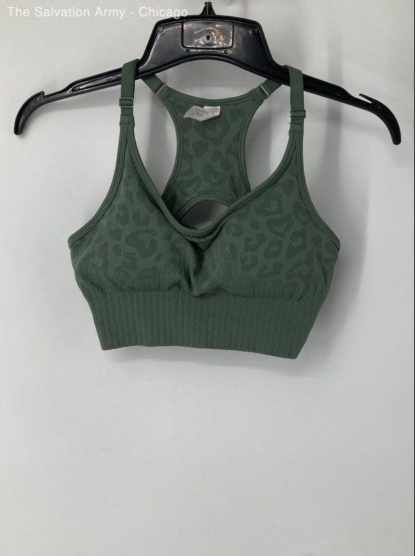 90 Degree By Reflex Womens Green Animal Print Seamless Safari Trail Sports Bra M