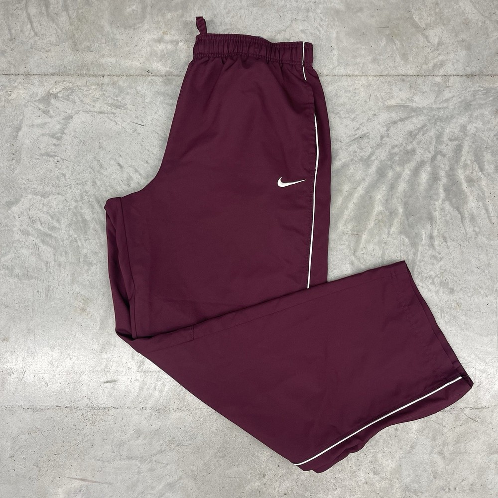 Vintage Y2K Nike Mens XL Maroon Red Windbreaker Track Pants Baggy Striped