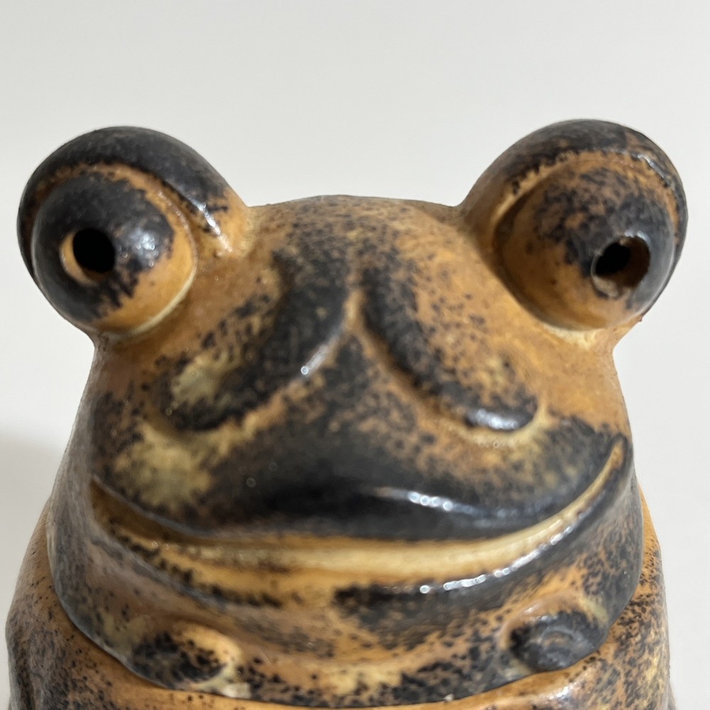Vintage Japan Incense Holder Otagiri Stoneware Ceramic Frog Brown 3”