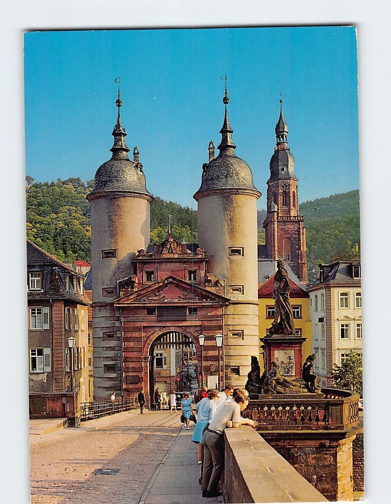 Postcard Old Bridge Heidelberg Germany