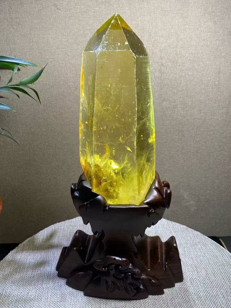 7LB Rare TOP Natural Citrine Rough Stone Quartz Crystal Reiki Tower Decor +STAND