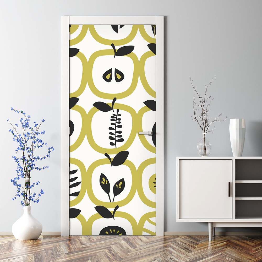 Tropical Nature Stripes Pattern Self adhesive removable Door sticker Easy stick