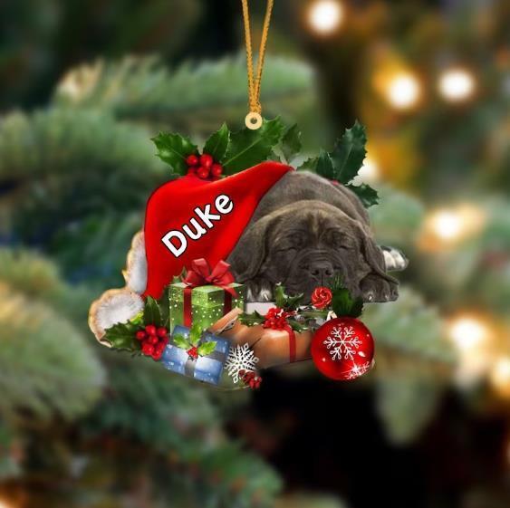 Cane Corso Sleeping In Hat Christmas Acrylic Ornament  Memorial Dog Ornament