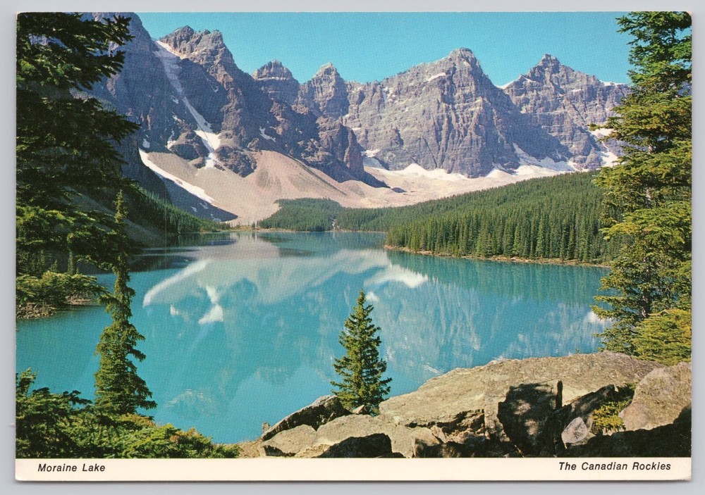 Moraine Lake Alberta Canadian Rockies Valley of Ten Peaks, Vintage Postcard