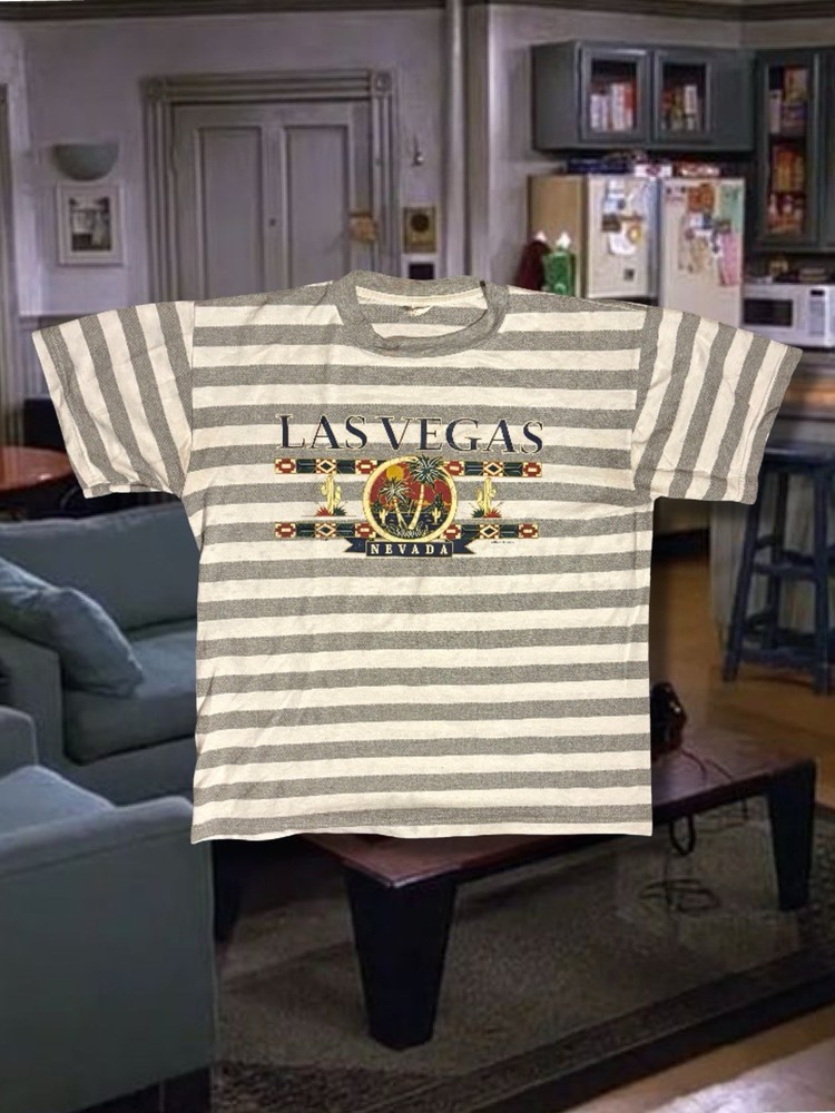 Vintage Las Vegas Sin City Casino Striped Y2K T-shirt XL