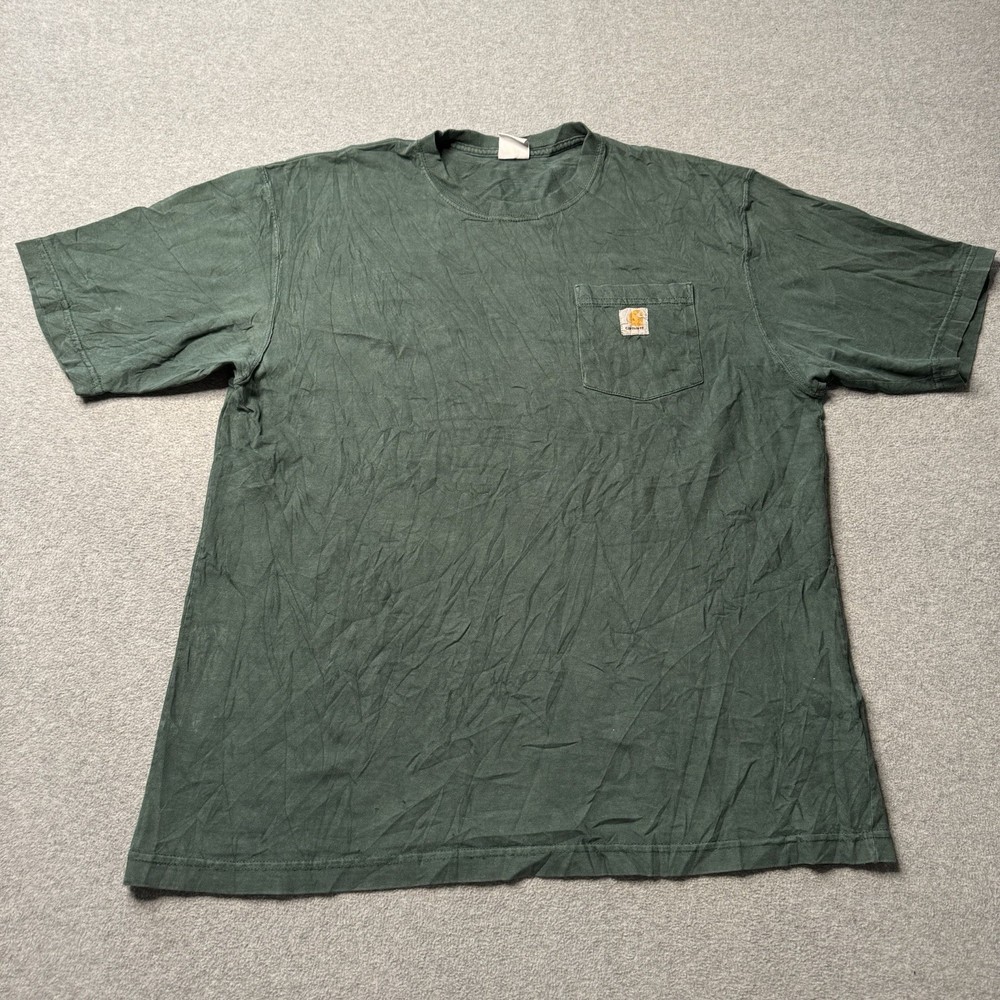 Carhartt Shirt Mens Large Green Loose Fit Pockets Workwear Utility Construction