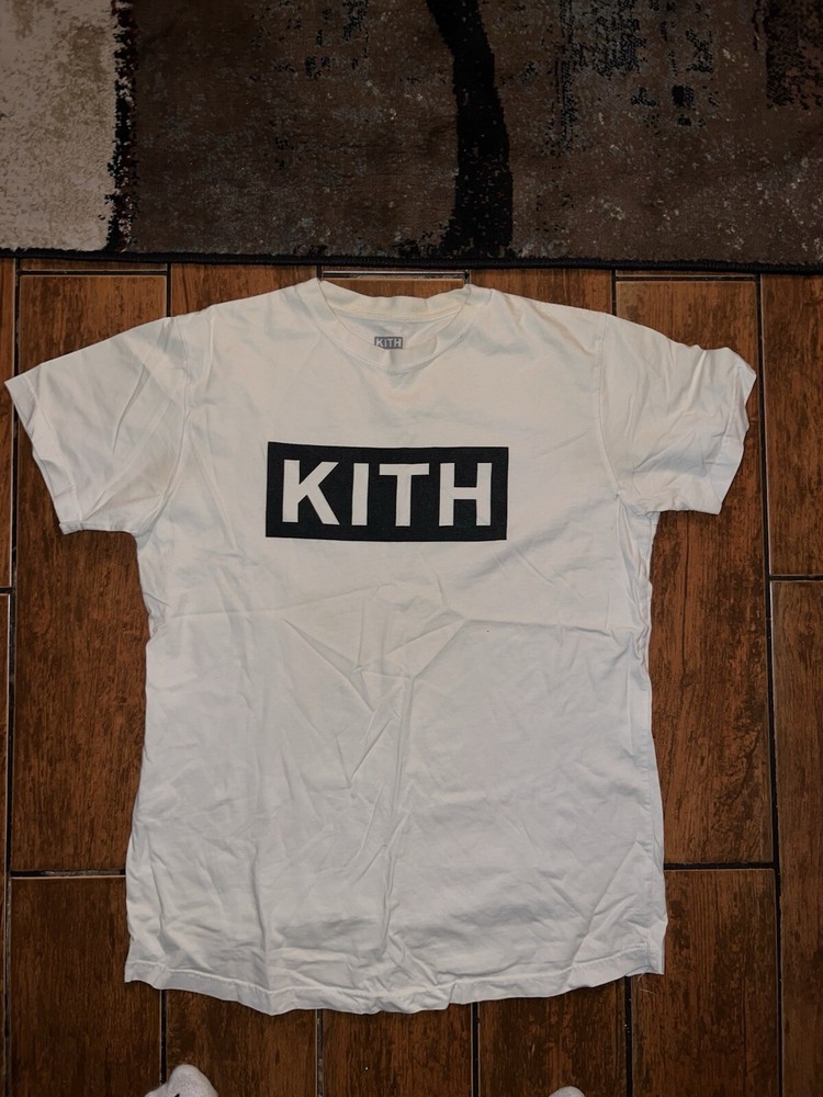 Kith Men’s White Box Logo Short Sleeve T-Shirt Size Large