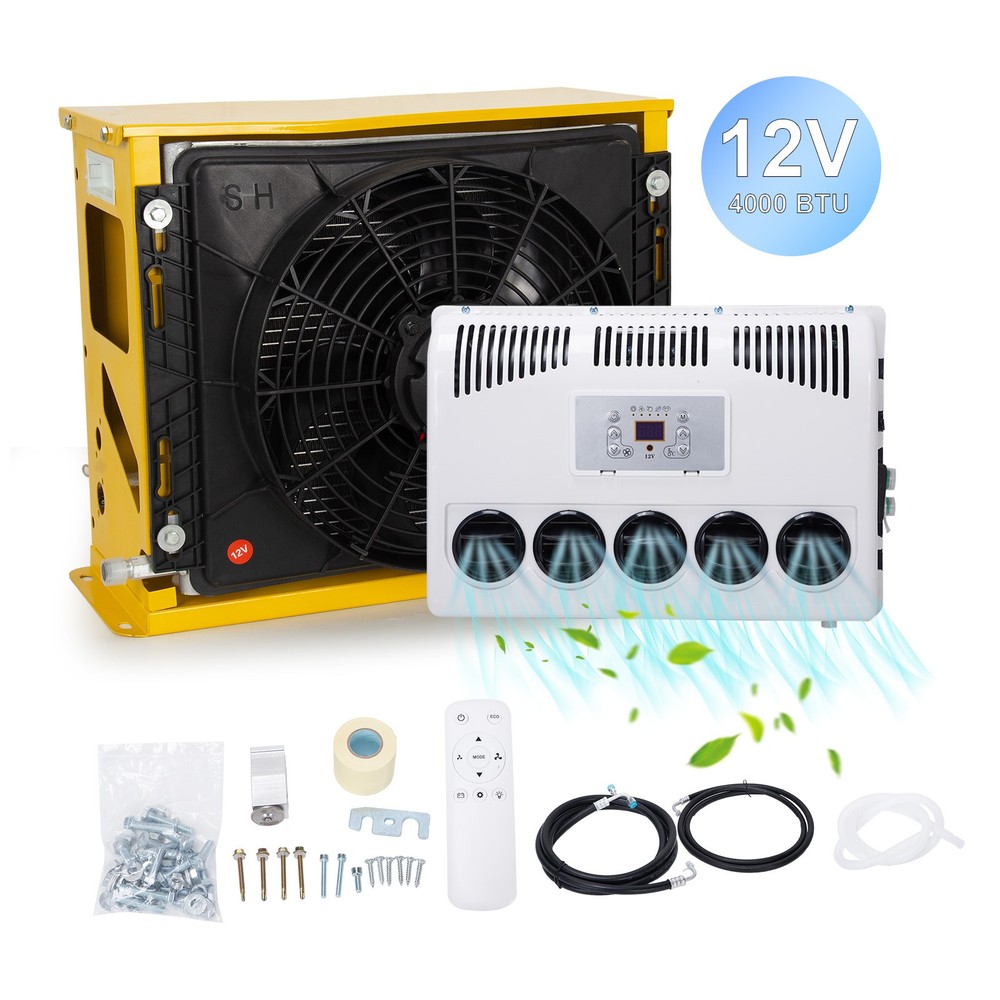 12V DC Universal Air Conditioner Split A/C Kit For Car Cab Bus RV Semi Truck New