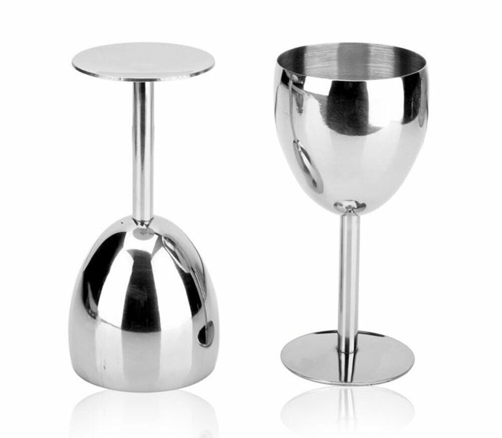 Stainless Steel Wine Tumbler Set of 2 Silver 200ml
