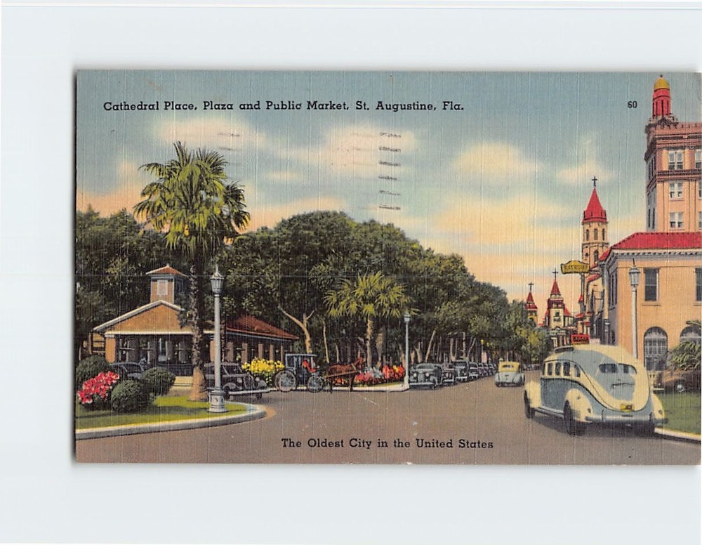 Postcard Cathedral Place Plaza and Public Market Saint St. Augustine Florida USA