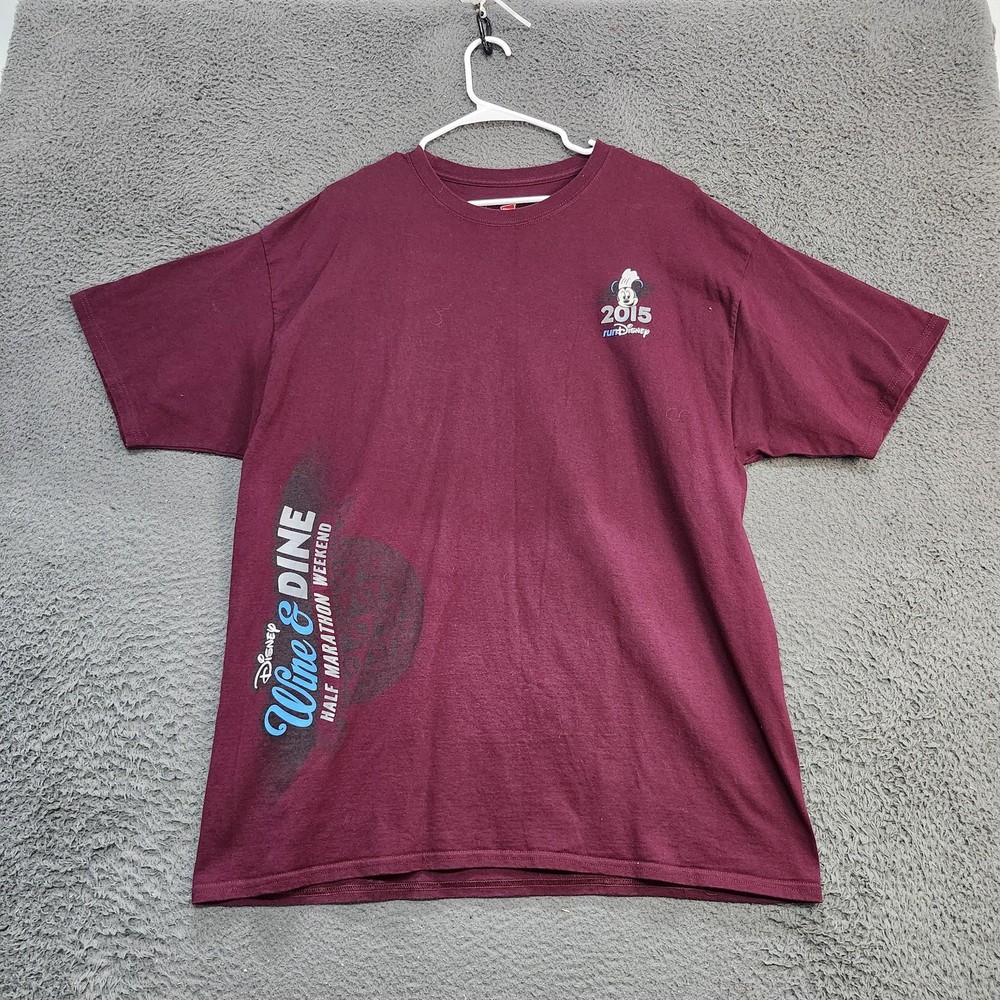 Disney Wine & Dine Shirt Mens 2XL Red 2015 RunDisney Half Marathon Mickey Tee