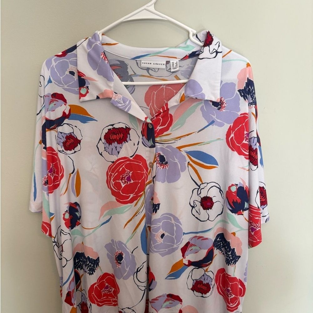 Susan Graver Multicolor Floral Blouse