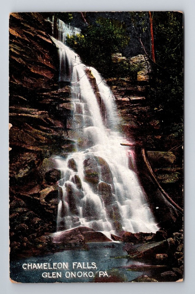 Glen Onoko PA-Pennsylvania, Chameleon Falls, Antique Vintage Souvenir Postcard