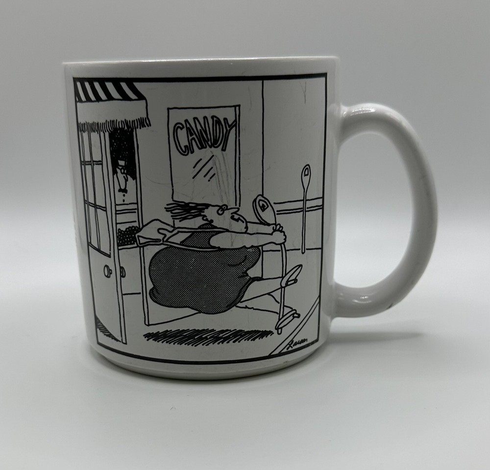 Vintage 1982 The Far Side Candy Shop Diet Coffee Mug Cup Gary Larson OZ