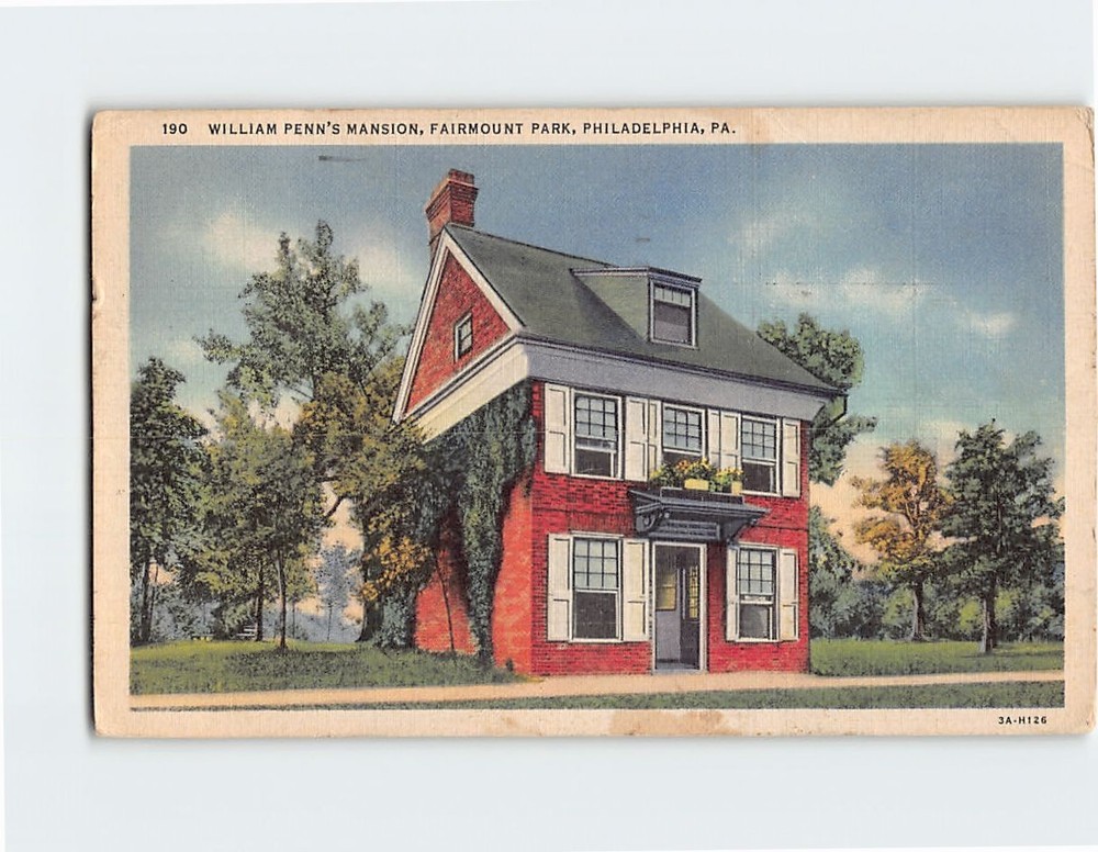 Postcard William Penn's Mansion Fairmount Park Philadelphia Pennsylvania USA