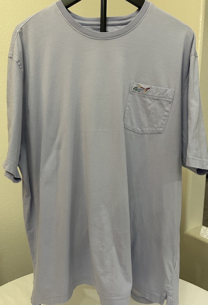 Greg Norman Embroidered Shark Logo Men's T-Shirt Lilac Pocket Short Sleeve