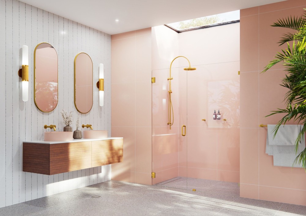 Illume 78H x 55.25W Brass Hinged Glass Warehouse GW-WH-55-25 Shower Door