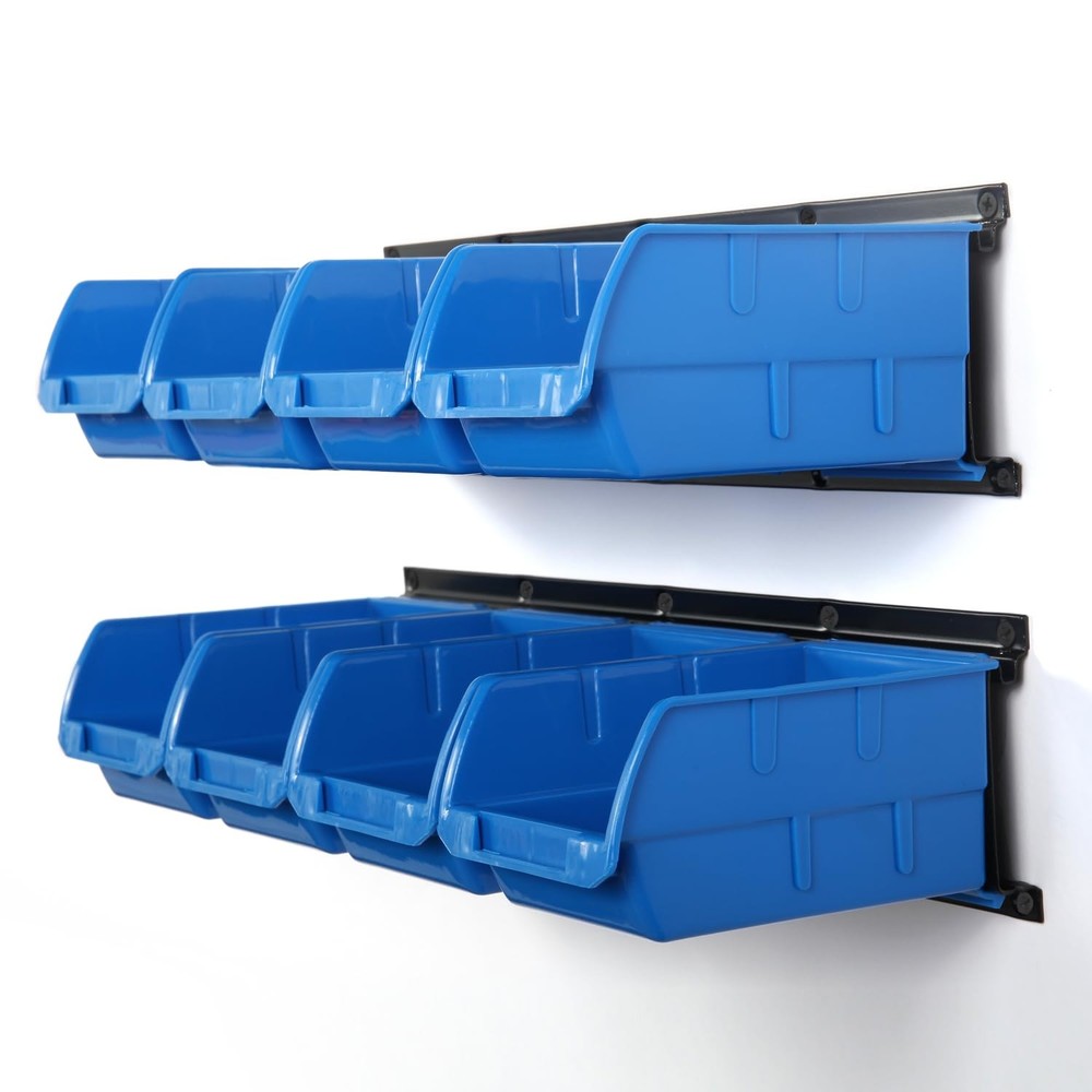 2-Tier Orange 8-Bin Garage Storage Rack for Tools & Organizing