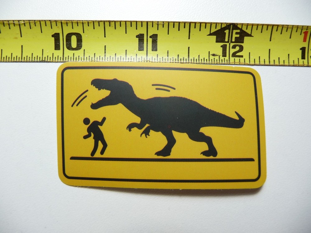 Caution Tyrannosaurus Crossing Dinosaur Sticker Decal Funny for Wall Door