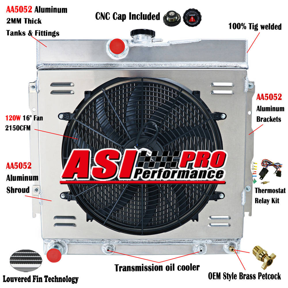 4 Row Radiator Shroud Fan for 63-69 Dodge Charger Dart Coronet Plymouth Savoy AT