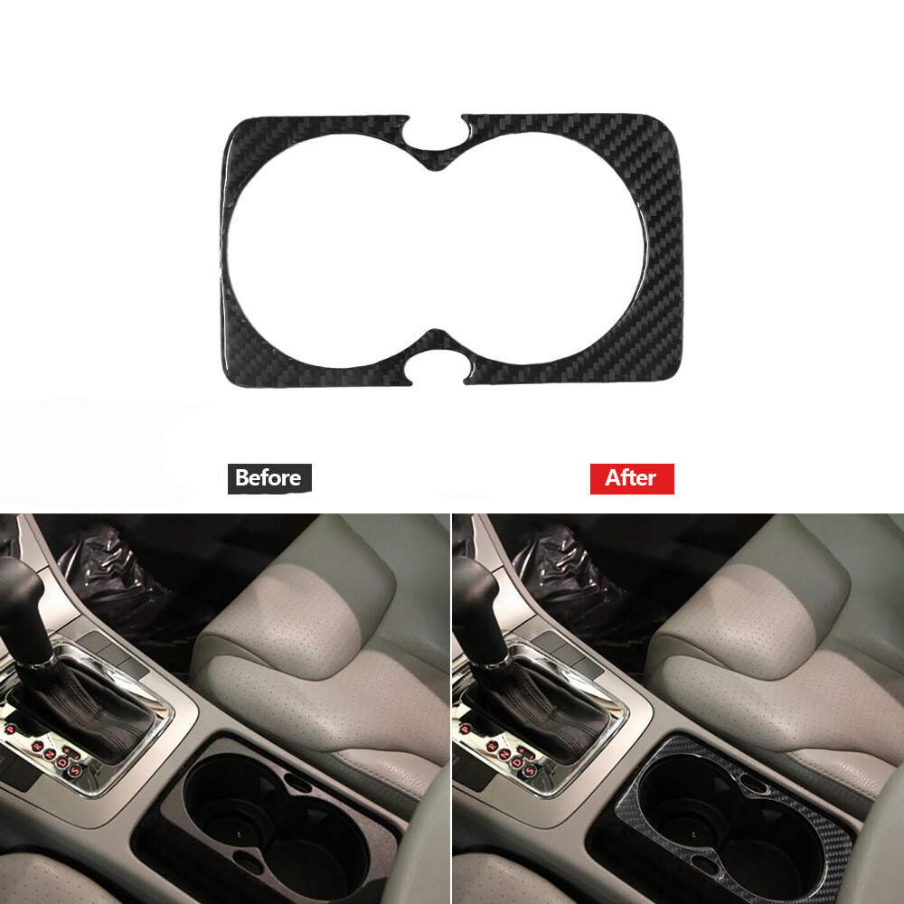 Carbon Fiber Water Cup Holder Panel Trim Cover Car For Volkswagen Passat 2006-07