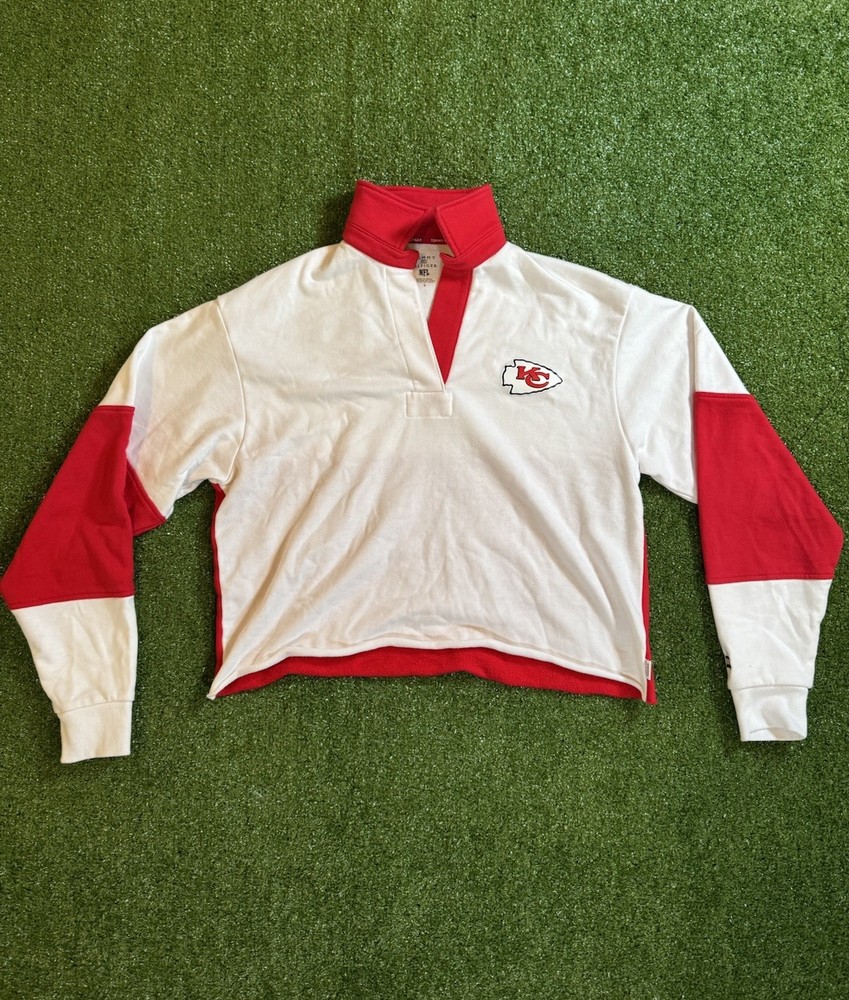 Tommy Hilfiger Collared Cropped Long Sleeve NFL Shirt Woman’s Size Small White