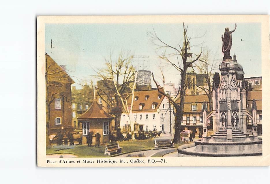 Postcard Place d'Armes in Quebec City Canada