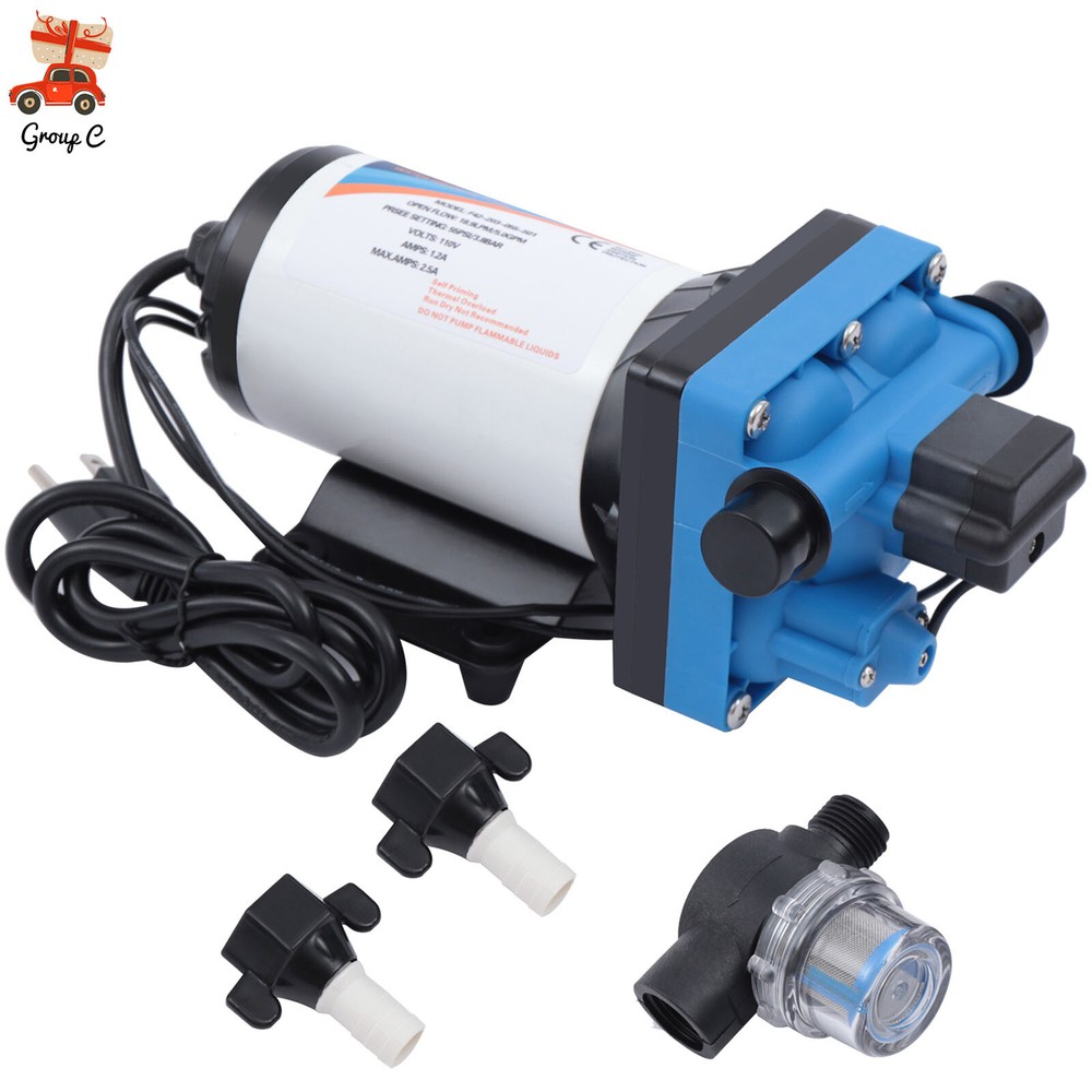 110V Self Priming Diaphragm Pump 55 PSI for Home Caravan Marine Use