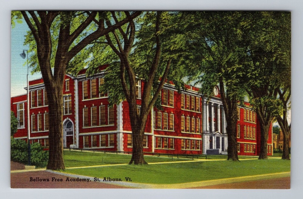 St Albans VT-Vermont, Bellows Free Academy, Antique, Vintage Souvenir Postcard