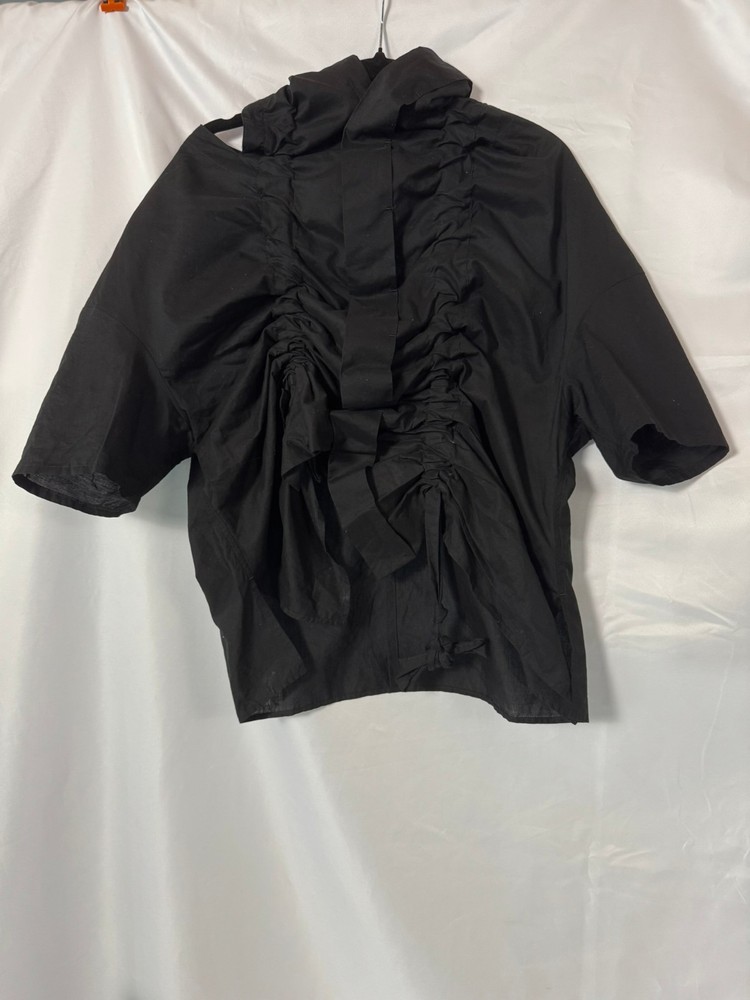 Y's Yohji Yamamoto Black Cotton Ruched Gathered Top Size 3 Late 1990s 2000s