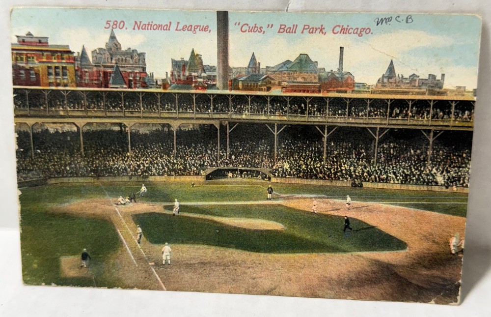 National League-Chicago Cubs Ballpark-Baseball Postcard Stadium-Chicago, IL 1912