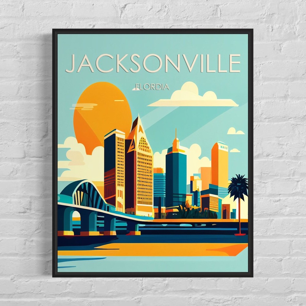 Jacksonville Retro Art Print Jacksonville Wall Art Illustration Jacksonville