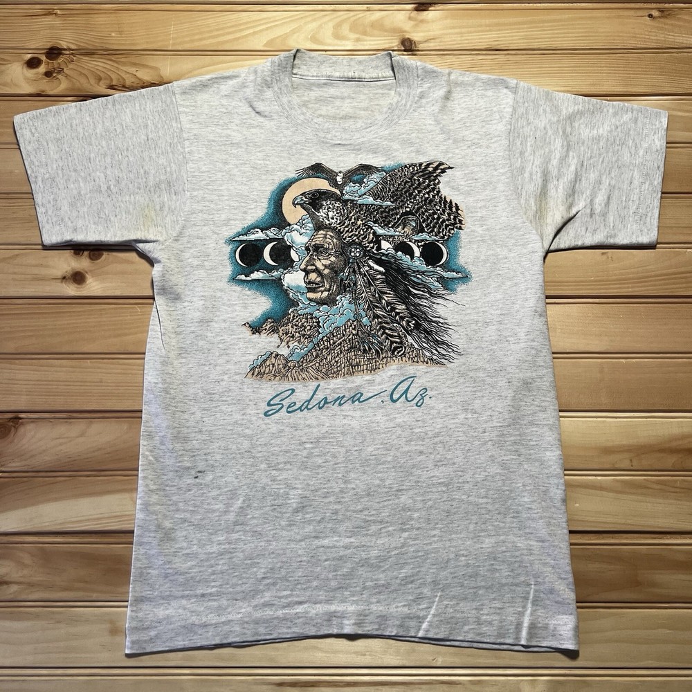 Vintage 1990 Native Indian Hawk Navajo Nature Bird Western Shirt Size Medium