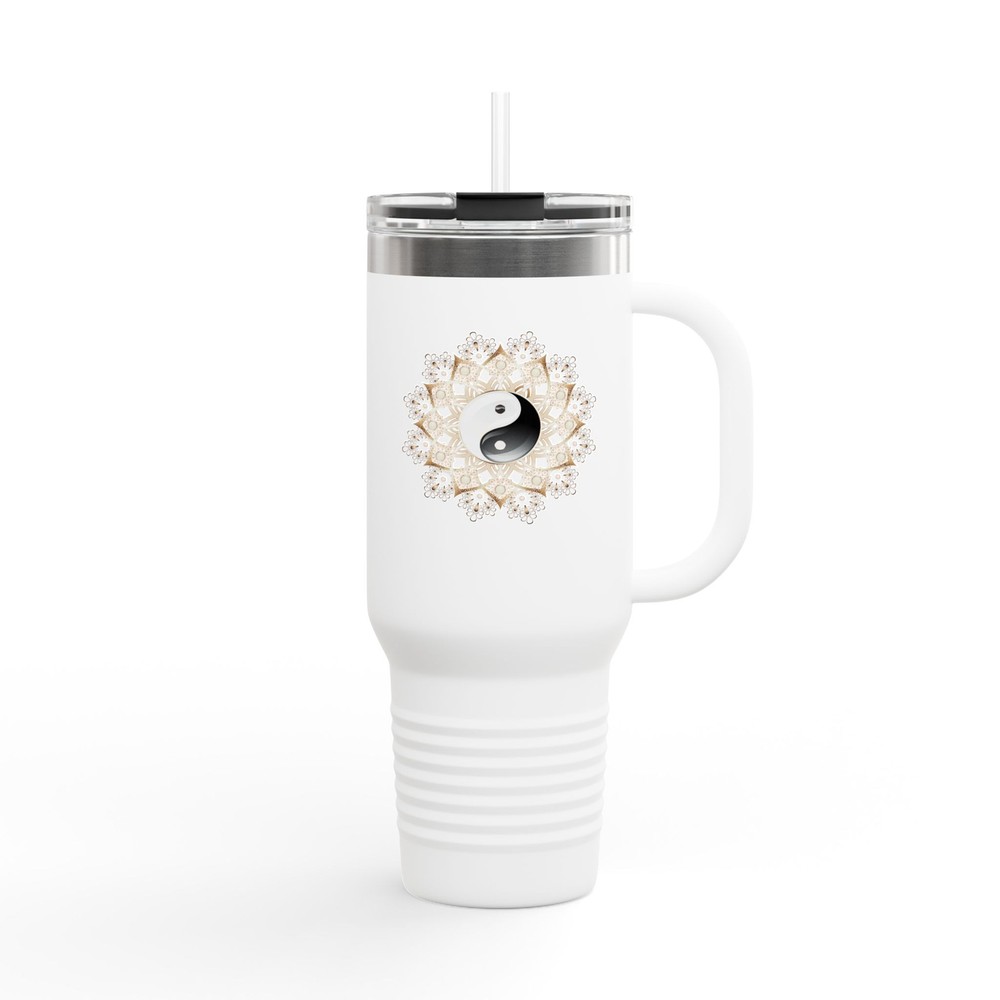 40oz Yin Yang Insulated Travel Mug for Yoga Lovers - Stylish & Leak-Proof