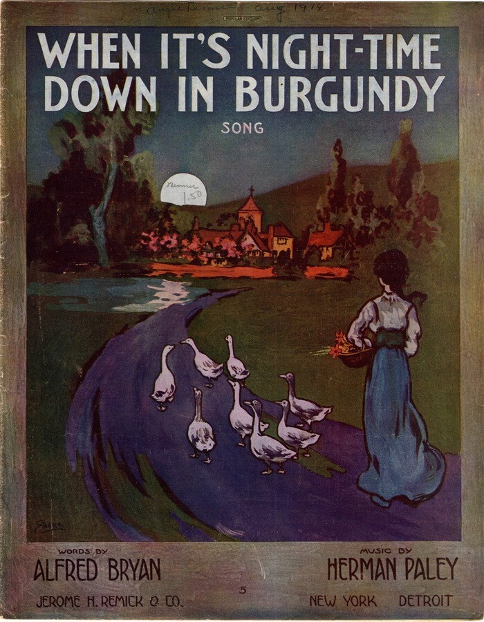 When It's Night-Time Down In Burgundy,  1914, Antique Sheet Music , 2nd we have