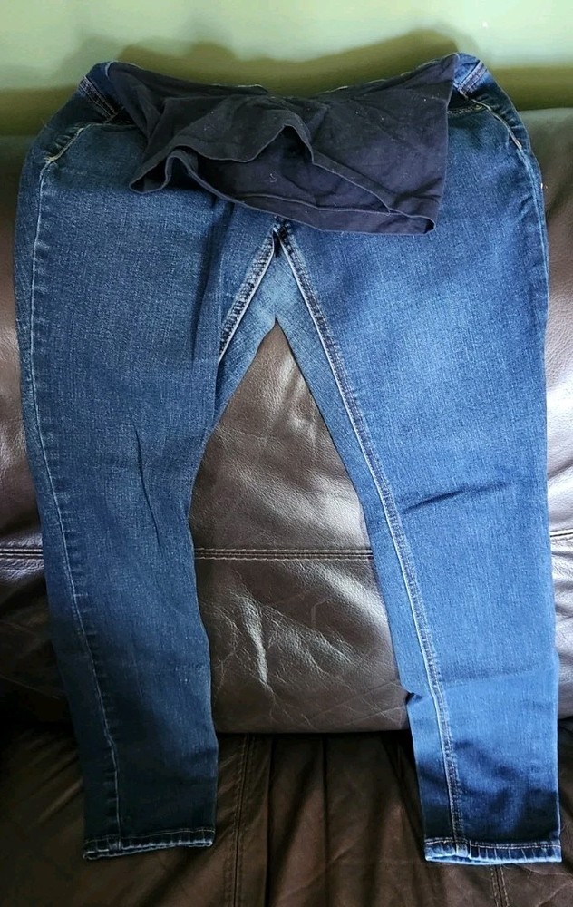 Indigo Blue Over The Belly Panel Straight Leg Maternity Pants Size M