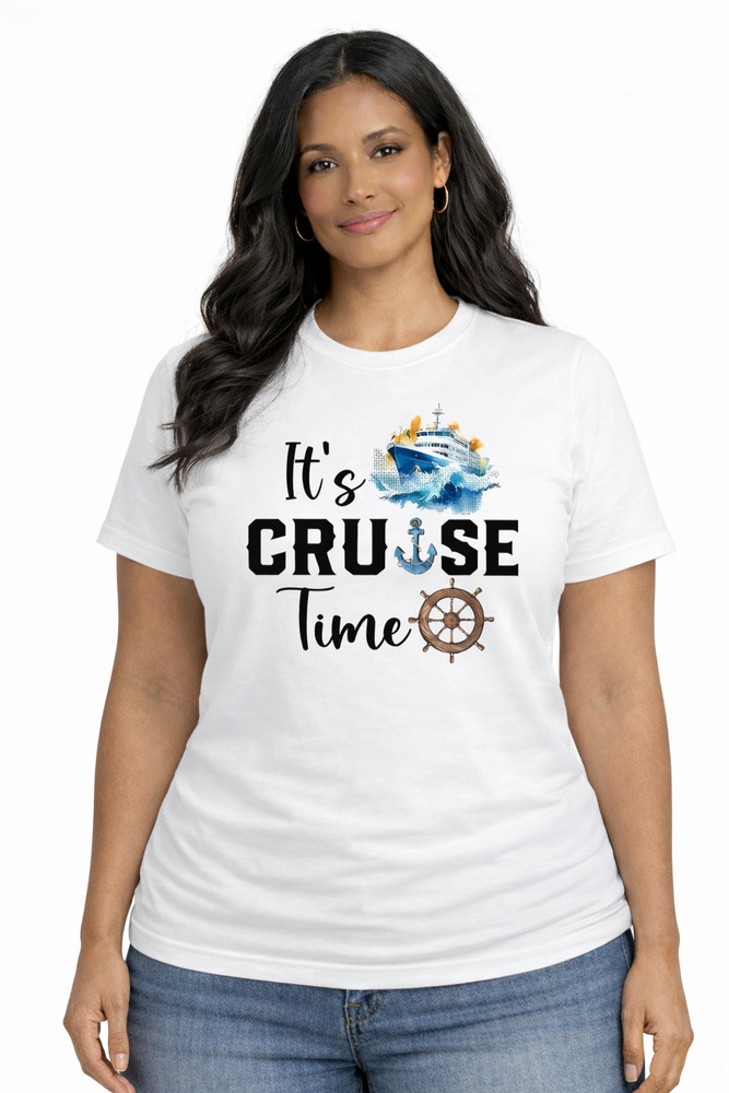 Women's Cruise Time Nautical T-Shirt Ship Sea Vacation Summer Graphic Tee
