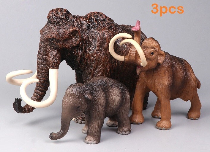 3pcs Mammoth Animal Toy PVC Action Figure Doll Kids Toys Party Gifts