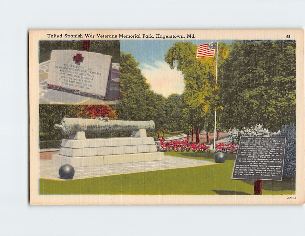 Postcard United Spanish War Veterans Memorial Park Hagerstown Maryland USA