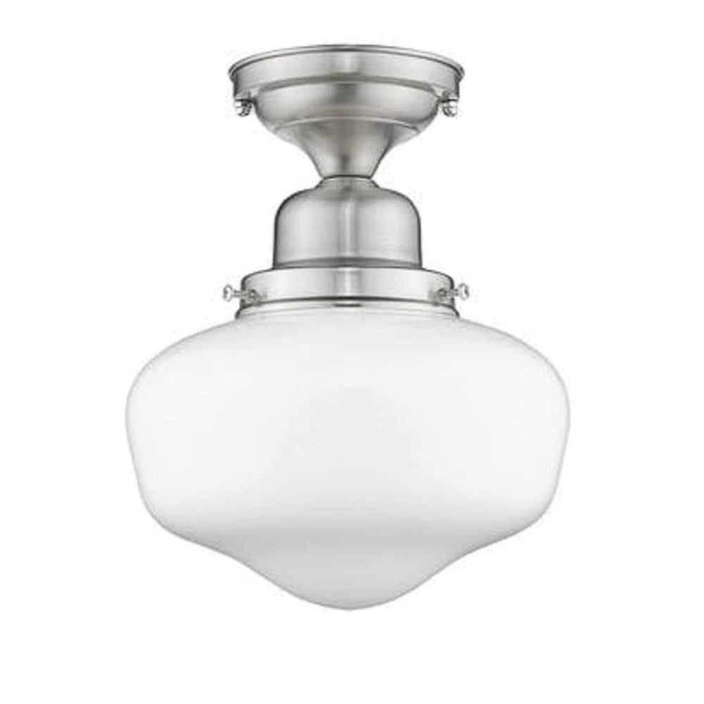 Farmhouse 1-Light Flushmount Ceiling Fixture in Satin Nickel 10.25 Inch Height