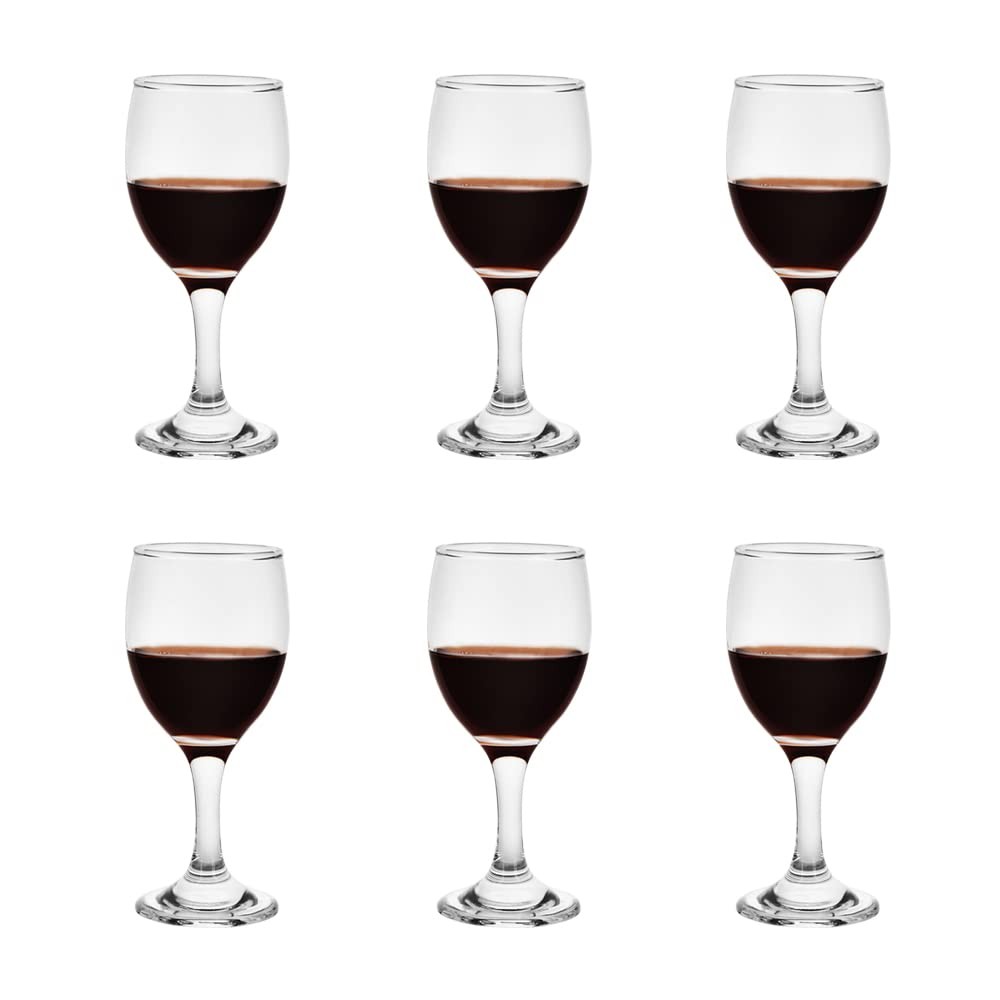 HEIGHT 5.6 Inches 120ML 4 Ounce Samll Capacity - Set of 6 Red Small Wine Glas...